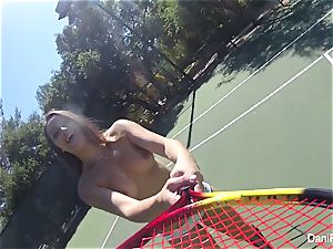 braless tennis with Dani Daniels and Cherie DeVille